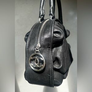 CHANEL Black Quilted Leather Bowler Bag